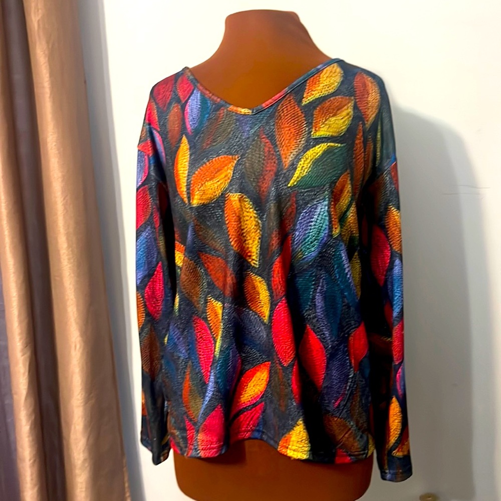 Cut Long Sleeve Multi Color/pattern Top
